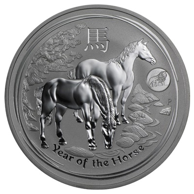 2014 1oz Silver Lunar HORSE - Lion Privy Mark